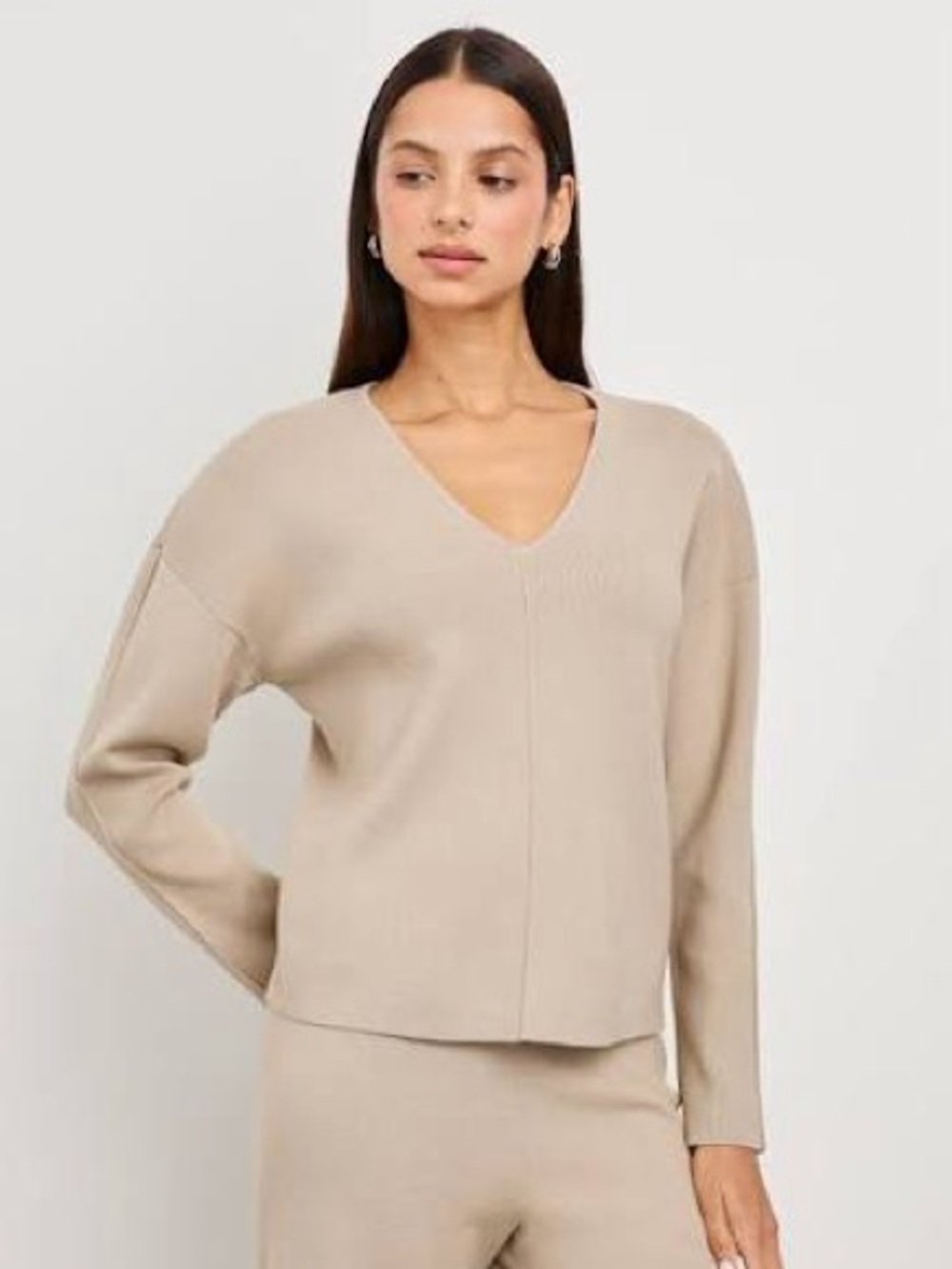 RAILS Hollyn V-Neck Sweater in Heather Oatmeal S - Picture 10 of 10